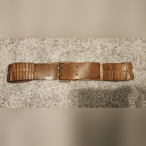 Brooks Brothers $389 Handmade In Italy Wide Leather Belt Size S Light Brown - Picture 1 of 5